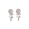Valentine's Day 304 Stainless Steel & Clear Cubic Zirconia Stud Earrings WGA5FB3-04-2