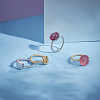 4Pcs 2 Colors Brass Flat Round Open Cuff Ring RJEW-UN0002-43-4