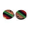 Jamaican Colour Epoxy Resin & Walnut Wood Pendants RESI-N039-122A-2