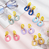 ANATTASOUL 6 Pairs 6 Colors Oval Acrylic Dangle Stud Earrings with Steel Iron Pins for Women EJEW-AN0004-12-7