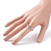 2Pcs 2 Style Glass & Brass Beaded Stretch Finger Rings with Charms for Women RJEW-JR00480-3