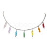 Colorful Glass & Round Shell Pearl Beaded Charms Bib Necklace NJEW-JN04628-1