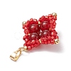 Natural Carnelian(Dyed & Heated) & Glass Seed Beaded Woven Pendants PALLOY-MZ00365-03-4