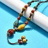 Ethnic Style Alloy & Porcelain Ceramic Beads Round Pendant Tassel Y Necklaces LS-NJEW-D308-01A-1