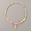 Plastic Girl Pendant Necklace with Heart Beaded for Kids NJEW-TAC0009-03-2