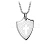 304 Stainless Steel Bible Shield Shape Pendant Necklaces for Men WGFEE69-01-1