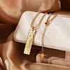 304 Stainless Steel Clear Cubic Zirconia Rectangle Constellation Pendant Necklaces for Women Men NJEW-S435-01G-K-1