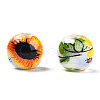 Floral Printed Porcelain Beads PORC-E021-01A-2