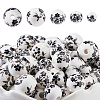 100Pcs 4 Colors Floral Printed Porcelain Beads PORC-DC0001-16A-1