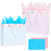 2Pcs 2 Colors Valentine's Day Theme Flower Printed Rectangle Paper Bags with Rope Handle ABAG-SP0001-27-1
