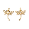 Brass Micro Pave Clear & Black Cubic Zirconia Charms KK-G415-36G-2