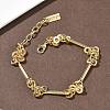 Brass Disc & Stick Beads Link Chain Bracelets for Women BJEW-G781-01G-1
