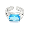 304 Stainless Steel Cubic Zirconia Open Cuff Ring RJEW-S406-05P-05-2