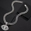 Zinc Alloy Full Crystal Rhinestone with Enamel Black Evil Eye Pendant Cuban Link Chain Necklaces for Men FS-WG3C954-02-2