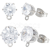 Beebeecraft 12 Pair 6 Style Diamond Shape Brass Stud Earring Findings KK-BBC0012-77-1