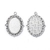 Tibetan Style Antique Silver Alloy Flat Oval Pendant Cabochon Settings X-TIBEP-M022-20AS-3