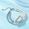 Natural Pearl & Synthetic Non-magnetic Hematite Beaded Bracelets for Women BJEW-JB13364-01-1