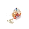 Natural Apatite & Green Aventurine & Lapis Lazuli & Citrine & Agate & Amethyst Faceted Round Beaded Copper Wire Wrapped Christmas Tree Pendants PALLOY-TA00334-4