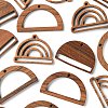 18Pcs 3 Style Walnut Wood Pendants WOOD-LS0001-43-4