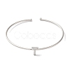 Rack Plating Brass Micro Pave Clear Cubic Zirconia Letter Open Cuff Bangles BJEW-A018-01P-T-2