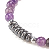 Natural Gemstone & Synthetic Hematite Braided Bead Bracelet for Women BJEW-JB08181-7