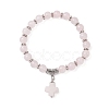 Natural Rose Quartz Cross Charm Bracelets BJEW-JB12259-01-2