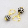 Dangling Round Ball Resin Rhinestone Earrings EJEW-J080-29G-2