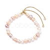 Natural Pearl Beaded Slider Bracelet for Women BJEW-JB08330-02-1