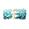 3Pcs 3 Styles Natural & Synthetic Mixed Gemstone Chip & Natural Cultured Freshwater Pearl Beaded Stretch Bracelets Set for Women BJEW-JB13762-05-5