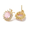 Rack Plating Real 18K Gold Plated Brass Square Stud Earrings EJEW-B034-07G-2