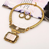 Alloy Rectangle Pendant Necklace & Flat Round Dangle Earring Sets FS-WG0E2DC-02-1