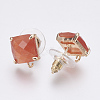 Faceted Glass Stud Earring Findings GLAA-F084-C01-2