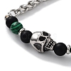 Halloween Skull Natural & Synthetic Mixed Gemstone Beaded Bracelets with 201 Stainless Steel Lobster Claw Clasps BJEW-Q334-13-3