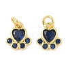 Brass Pave Cubic Zirconia Paw Print Charms KK-I355-17G-04-1