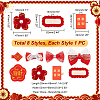 Chinese New Year Bowknot Flower Cloth Alligator Hair Clips Set OHAR-WH0021-31A-2