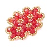 Woven Glass Beaded Connector Charms PALLOY-MZ01201-02-4