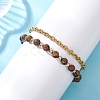 2Pcs 2 Styles Round Natural Grade AB Tiger Eye & Synthetic Hematite Beaded Bracelets & 304 Stainless Steel Cable Chains Bracelets for Women BJEW-JB12800-01-1