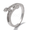 Brass Micro Pave Cubic Zirconia Cuff Rings RJEW-G310-14P-1