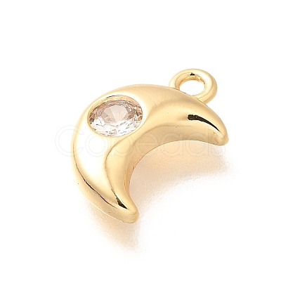 Brass Micro Pave Cubic Zirconia Charms KK-C085-22G-1