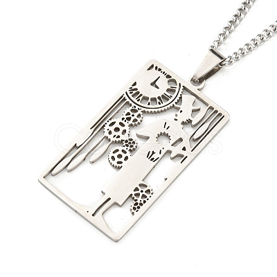 Non-Tarnish 304 Stainless Steel Pendant Necklaces NJEW-L118-02P-06-1
