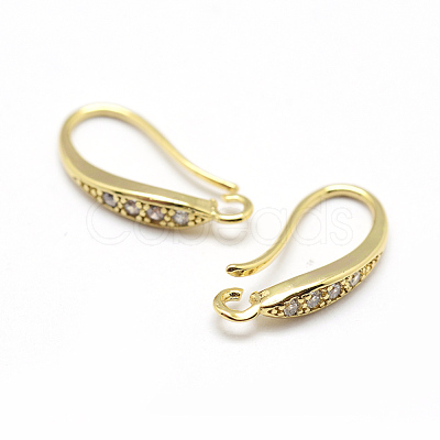 Brass Micro Pave Cubic Zirconia Earring Hooks ZIRC-P071-29G-NR-1