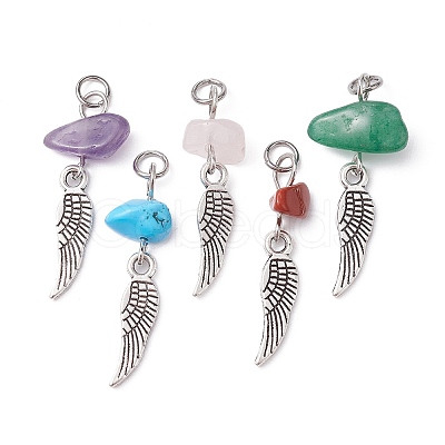 Gemstone Chip Pendants PALLOY-JF02299-01-1