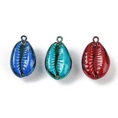 Spray Painted Natural Cowrie Shell Pendants SHEL-K006-49-1