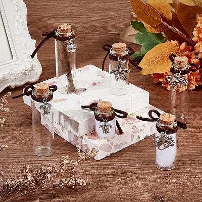 20Pcs 20 Styles Sea Animals Ttheme Transparent Glass Empty Bottles with Alloy Pendants AJEW-DR00031-1