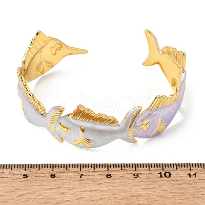 Ocean 304 Stainless Steel Enamel Fish Open Cuff Bangles for Women SA-CBA1A30-02B-G-1
