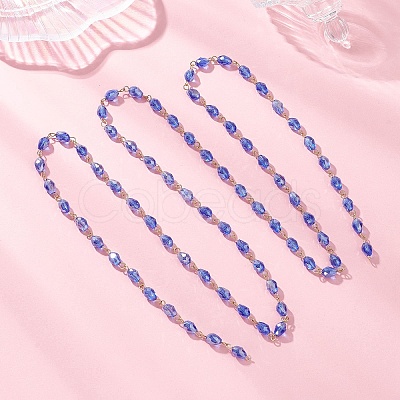 Oval Glass Beaded Link Chains AJEW-JB01471-01-1