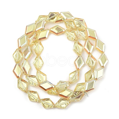 Electroplate UV Plating Glass Beads Strands EGLA-B010-01A-HP02-1