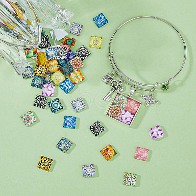 Mosaic Printed Glass Cabochons GGLA-DC0001-03A-1