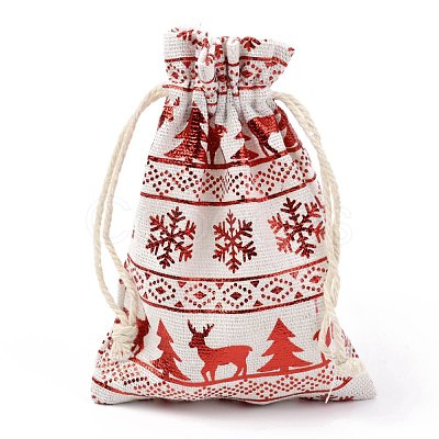 Christmas Theme Cotton Fabric Cloth Bag X-ABAG-H104-B12-1