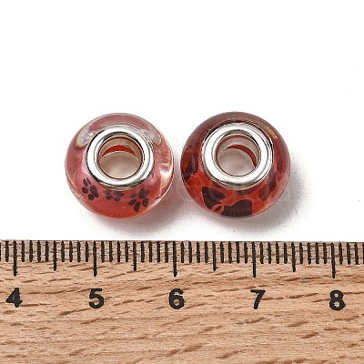 Printed Transparent Resin European Beads RESI-C063-03H-1